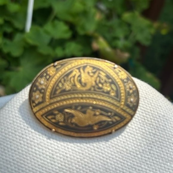 VTG Damascene Spanish Oval BROOCH - Picture 2 of 8